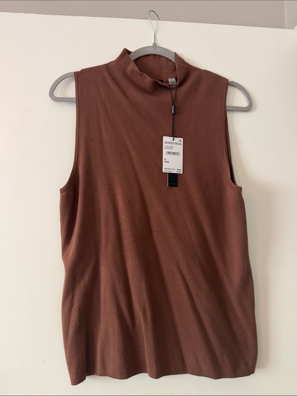 Sleeveless Mock Neck Top in Brown
